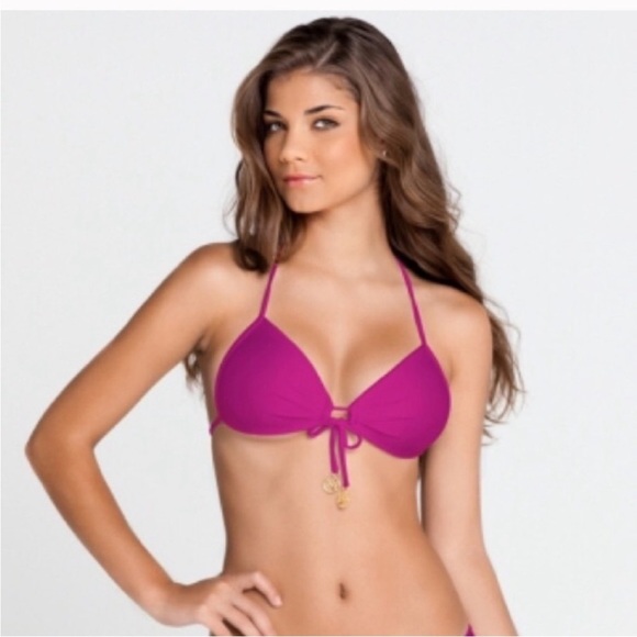 Luli Fama Purple Bikini Top with Triangle Design - Picture 1 of 8